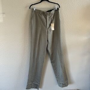 Linea Naturale  Pants Mens  32x37 Brown Herringbone Wool Raw Hem Italy NEW